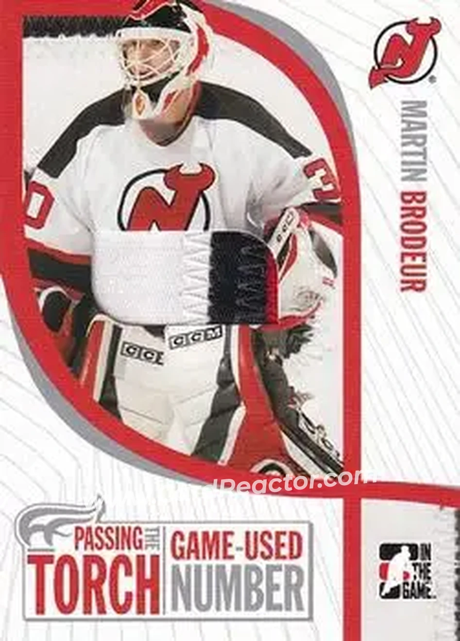 2005-06 In The Game Passing the Torch - Game-Used Memorabilia #PTT-25 - Martin Brodeur - New Jersey Devils - Front