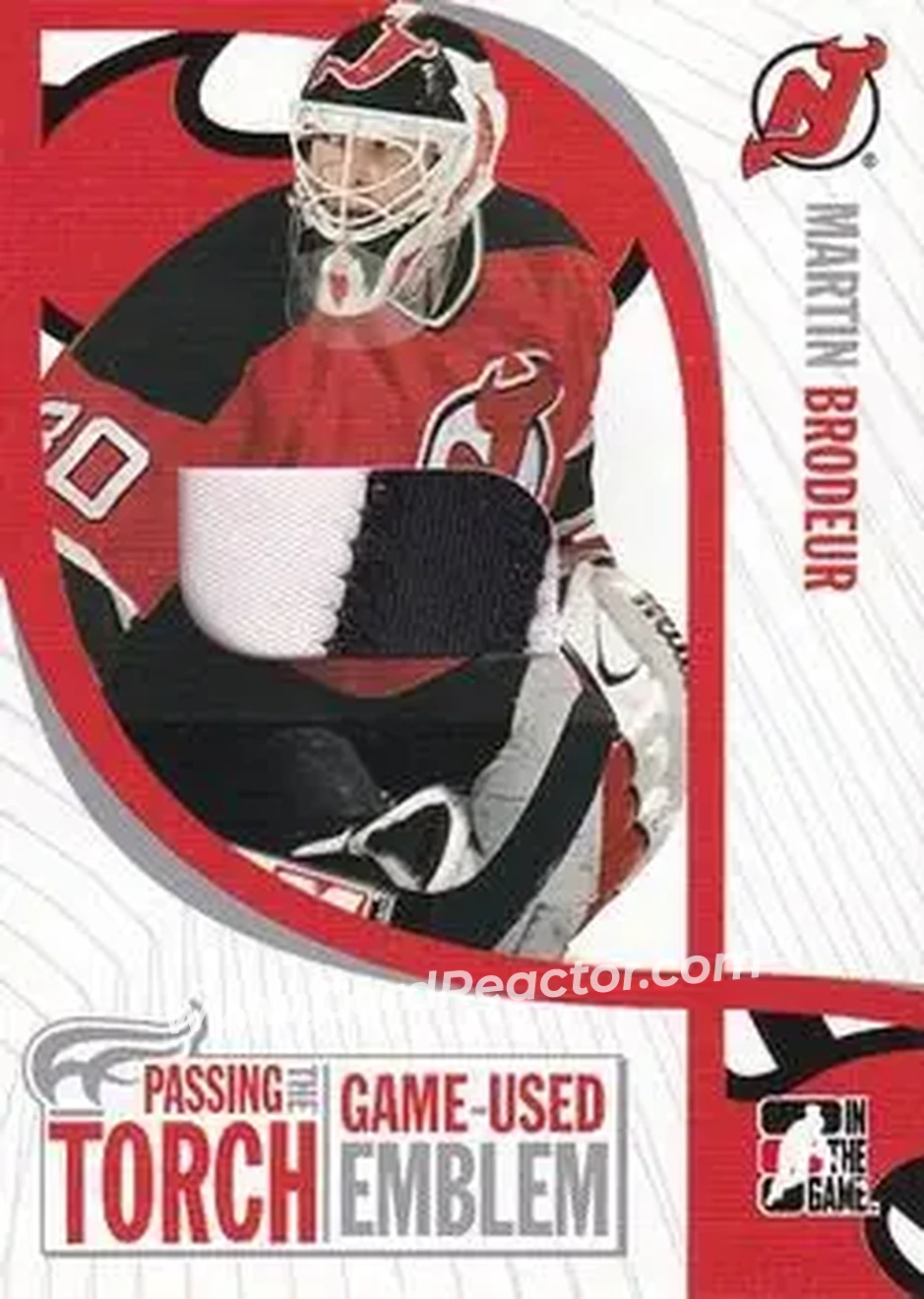 2005-06 In The Game Passing the Torch - Game-Used Memorabilia #PTT-26 - Martin Brodeur - New Jersey Devils - Front