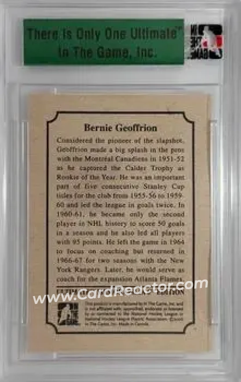 2005-06 In The Game Ultimate Memorabilia Level 2 #NNO - Bernie Geoffrion - Back 2005-06 In The Game Ultimate Memorabilia Level 2 #NNO - Bernie Geoffrion - Back
