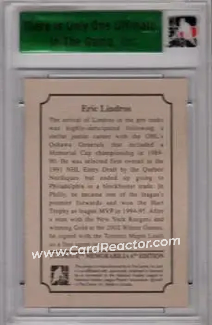 2005-06 In The Game Ultimate Memorabilia Level 2 #NNO - Eric Lindros - Back 2005-06 In The Game Ultimate Memorabilia Level 2 #NNO - Eric Lindros - Back