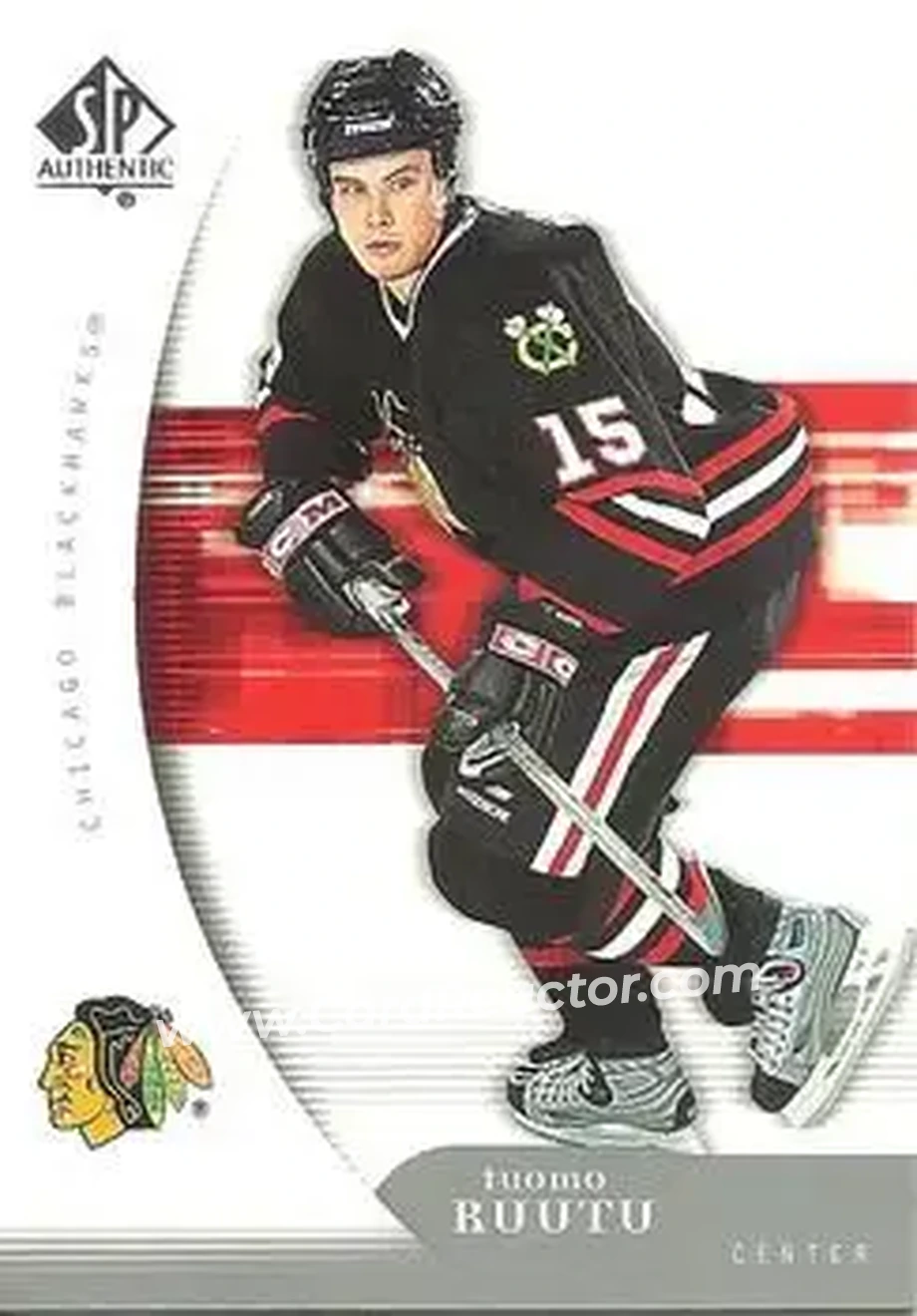 2005-06 SP Authentic #22 - Tuomo Ruutu - Chicago Blackhawks - Front 2005-06 SP Authentic #22 - Tuomo Ruutu - Chicago Blackhawks - Front