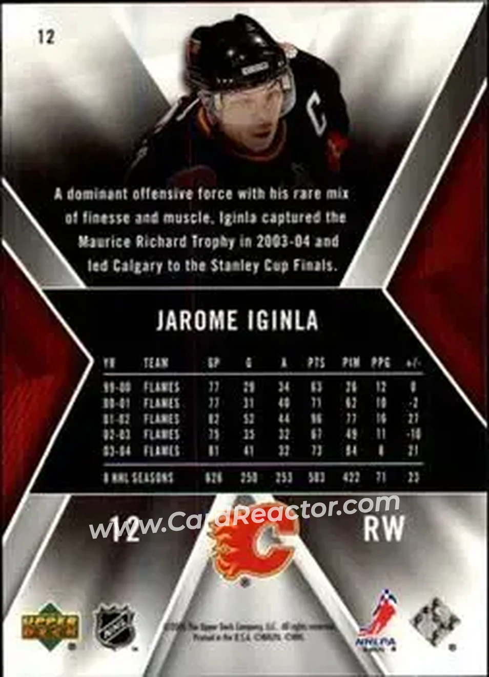 2005-06 SPx #12 - Jarome Iginla - Calgary Flames - Back
