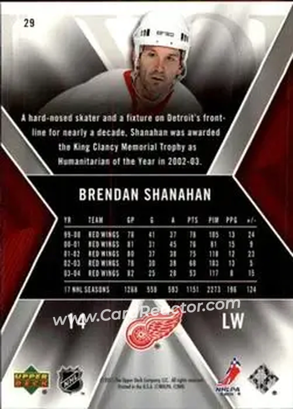 2005-06 SPx #29 - Brendan Shanahan - Detroit Red Wings - Back 2005-06 SPx #29 - Brendan Shanahan - Detroit Red Wings - Back