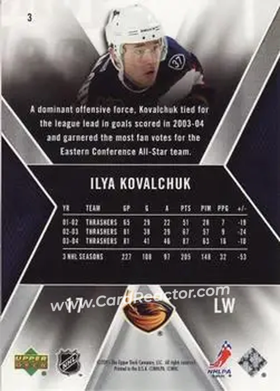 2005-06 SPx #3 - Ilya Kovalchuk - Atlanta Thrashers - Back