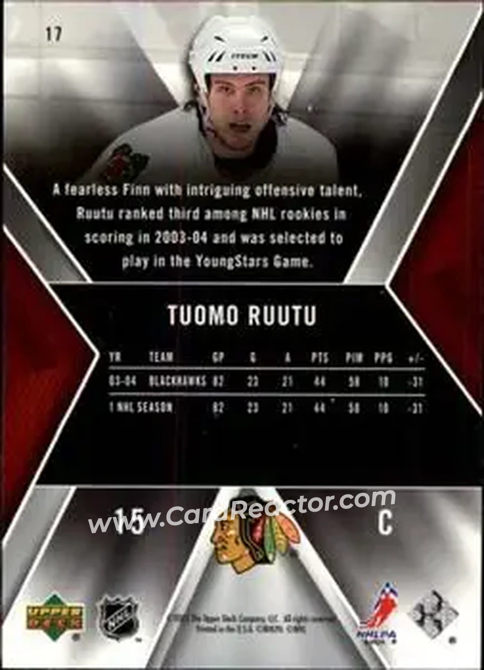 2005-06 SPx #17 - Tuomo Ruutu - Chicago Blackhawks - Back