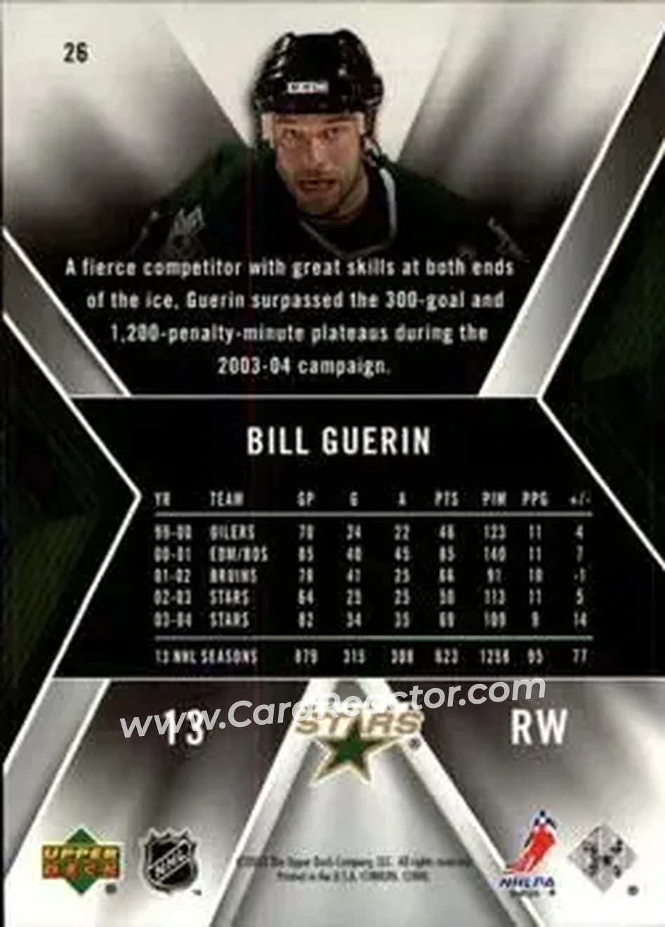 2005-06 SPx #26 - Bill Guerin - Dallas Stars - Back