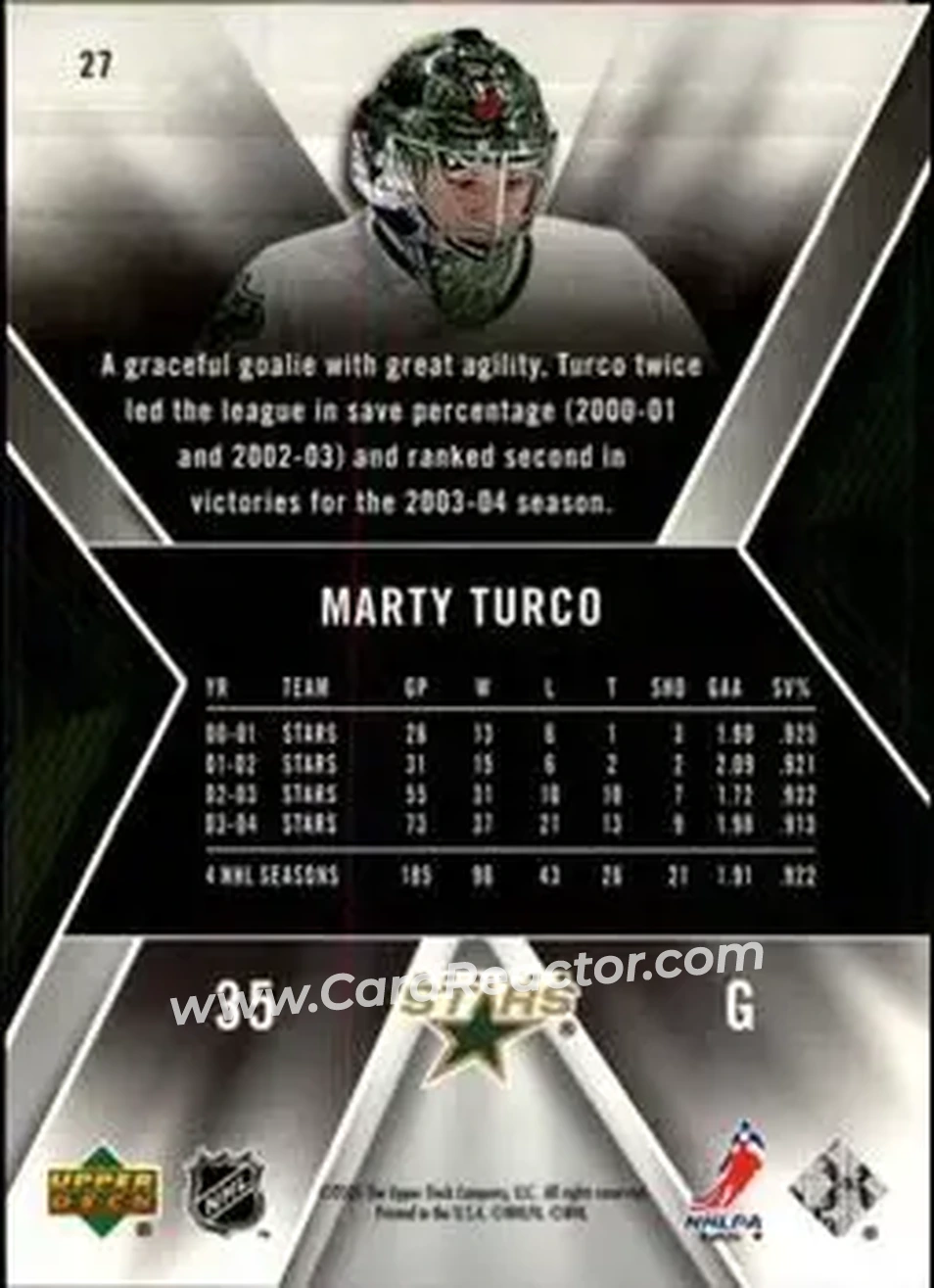 2005-06 SPx #27 - Marty Turco - Dallas Stars - Back