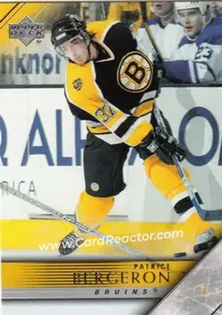 2005-06 Upper Deck #17 - Patrice Bergeron - Boston Bruins - Front 2005-06 Upper Deck #17 - Patrice Bergeron - Boston Bruins - Front