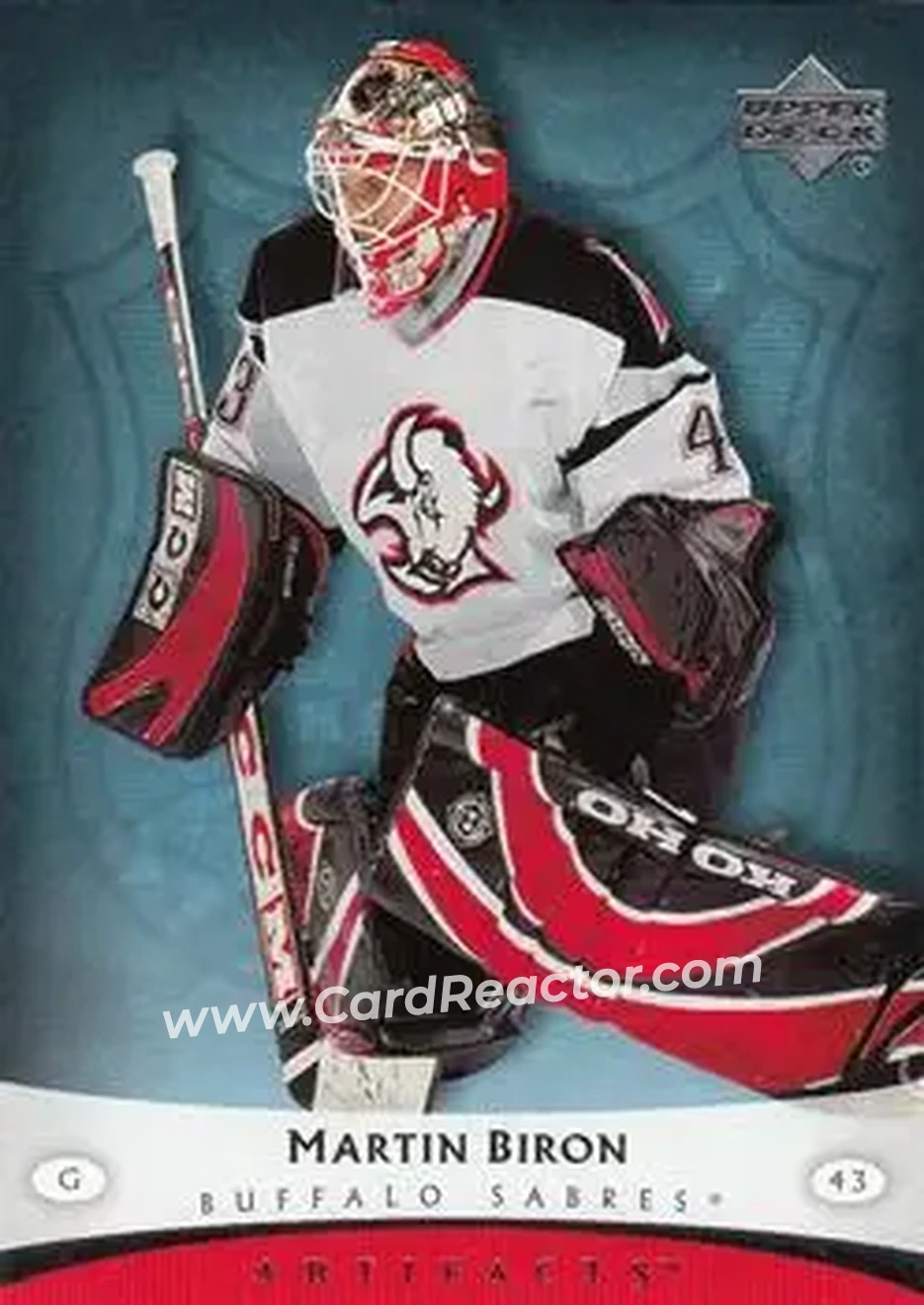 2005-06 Upper Deck Artifacts #12 - Martin Biron - Buffalo Sabres - Front 2005-06 Upper Deck Artifacts #12 - Martin Biron - Buffalo Sabres - Front