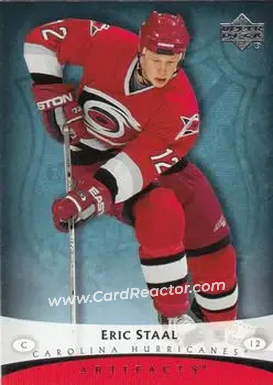 2005-06 Upper Deck Artifacts #18 - Eric Staal - Carolina Hurricanes - Front 2005-06 Upper Deck Artifacts #18 - Eric Staal - Carolina Hurricanes - Front