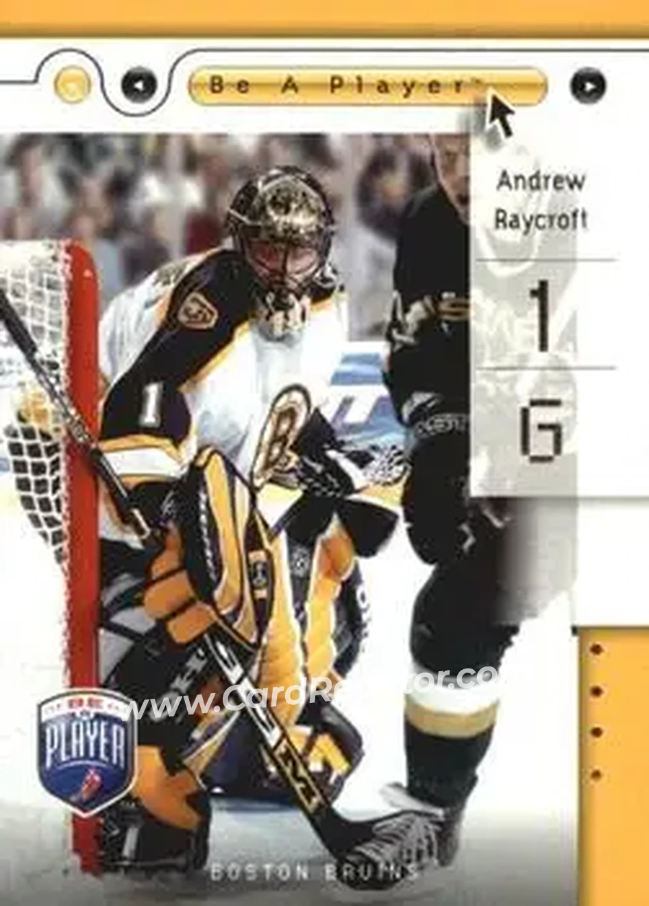 2005-06 Upper Deck Be a Player #8 - Andrew Raycroft - Boston Bruins - Front 2005-06 Upper Deck Be a Player #8 - Andrew Raycroft - Boston Bruins - Front
