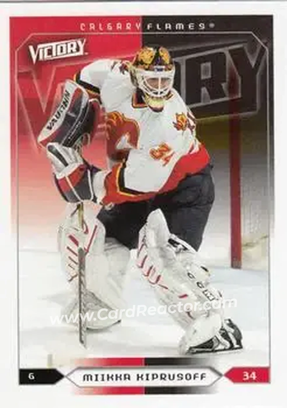 2005-06 Upper Deck Victory #30 - Miikka Kiprusoff - Calgary Flames - Front 2005-06 Upper Deck Victory #30 - Miikka Kiprusoff - Calgary Flames - Front