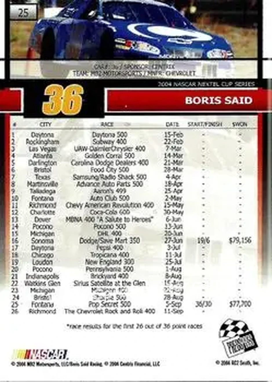 2005 Press Pass #25 - Boris Said - MB/Sutton Motorsports - Back 2005 Press Pass #25 - Boris Said - MB/Sutton Motorsports - Back