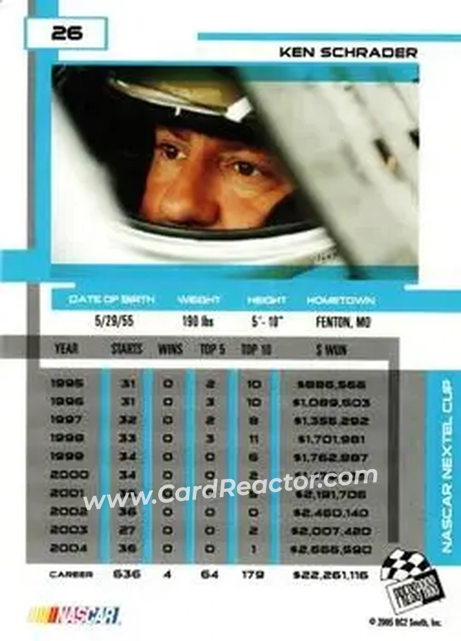 2005 Press Pass Eclipse #26 - Ken Schrader - BAM Racing - Back
