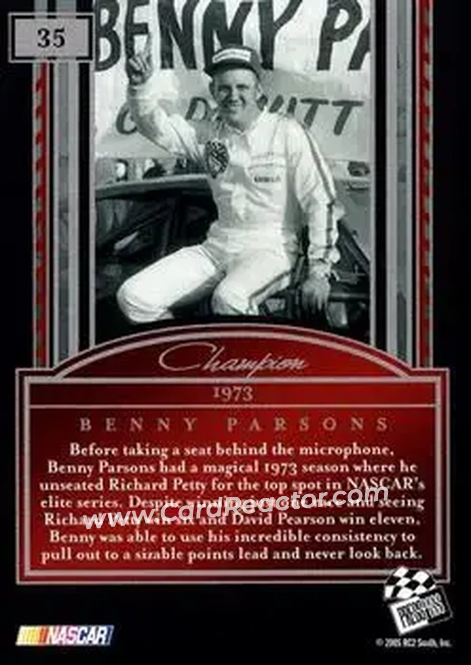 2005 Press Pass Legends #35 - Benny Parsons - DeWitt Racing - Back