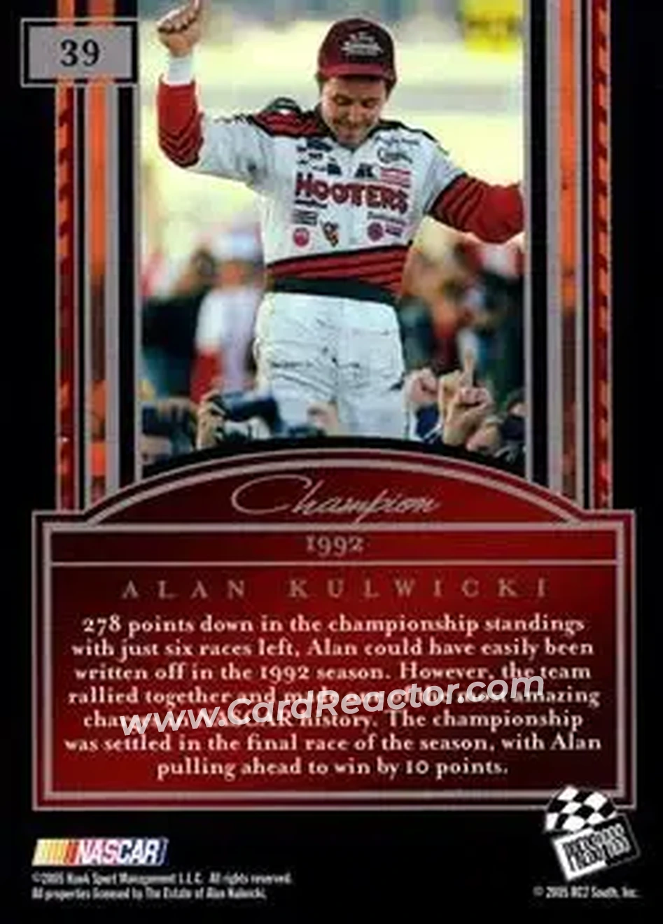 2005 Press Pass Legends #39 - Alan Kulwicki - AK Racing - Back