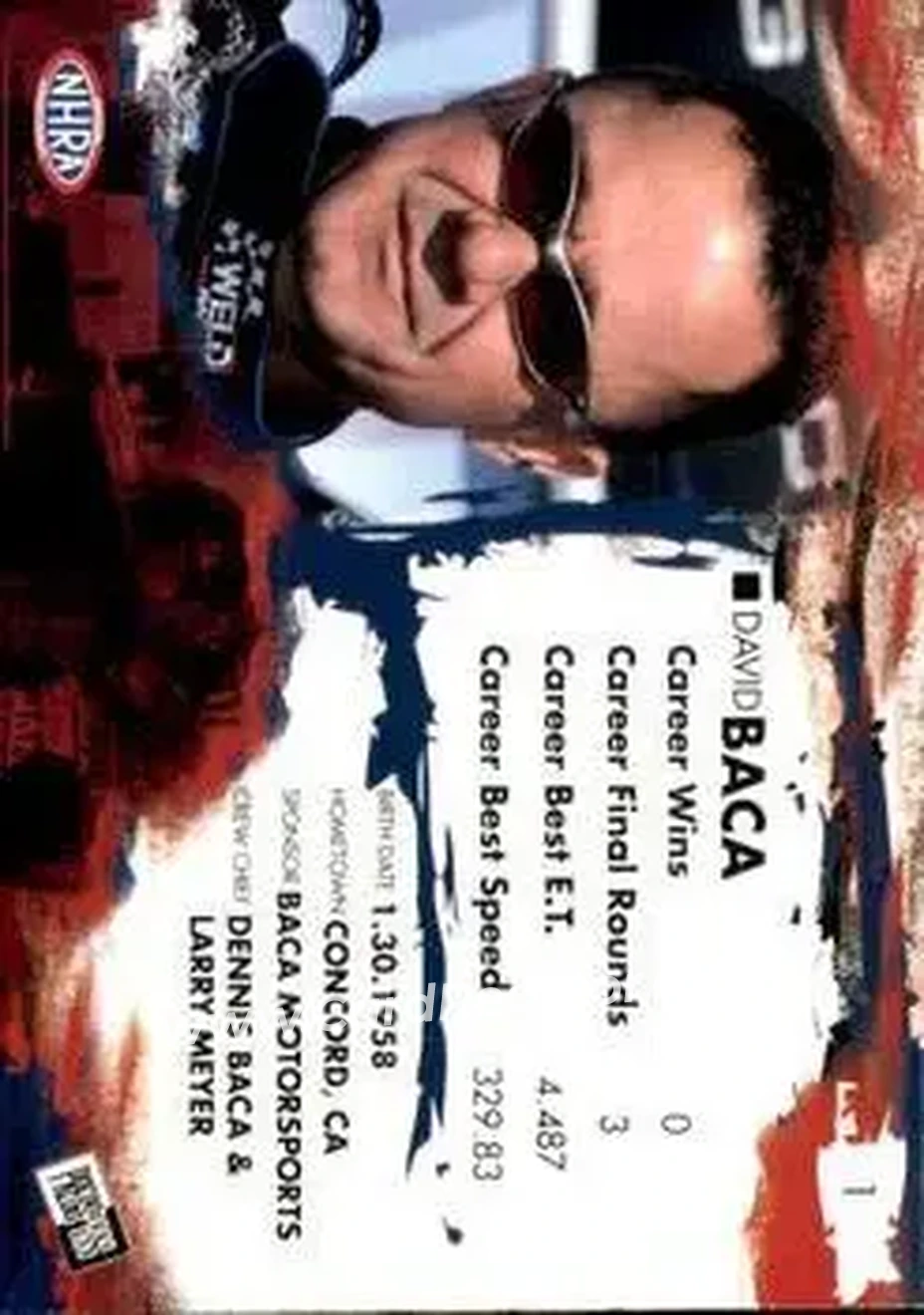 2005 Press Pass NHRA #1 - David Baca - Back
