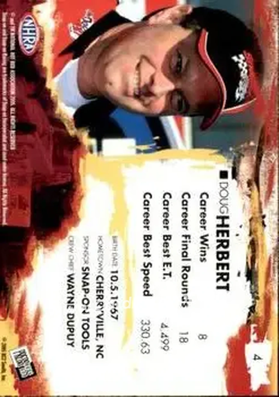2005 Press Pass NHRA #4 - Doug Herbert - Back