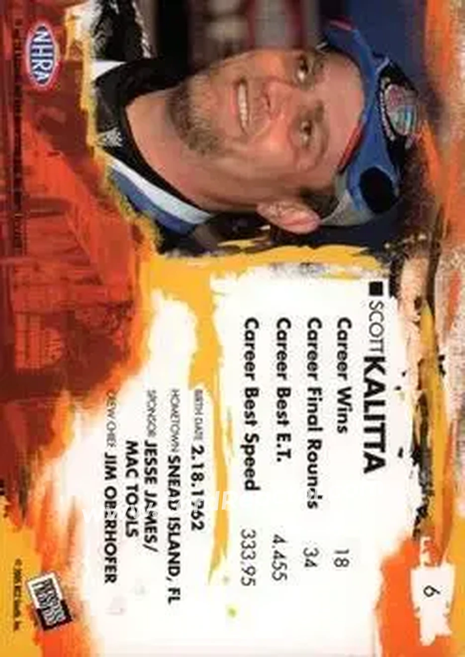 2005 Press Pass NHRA #6 - Scott Kalitta - Back