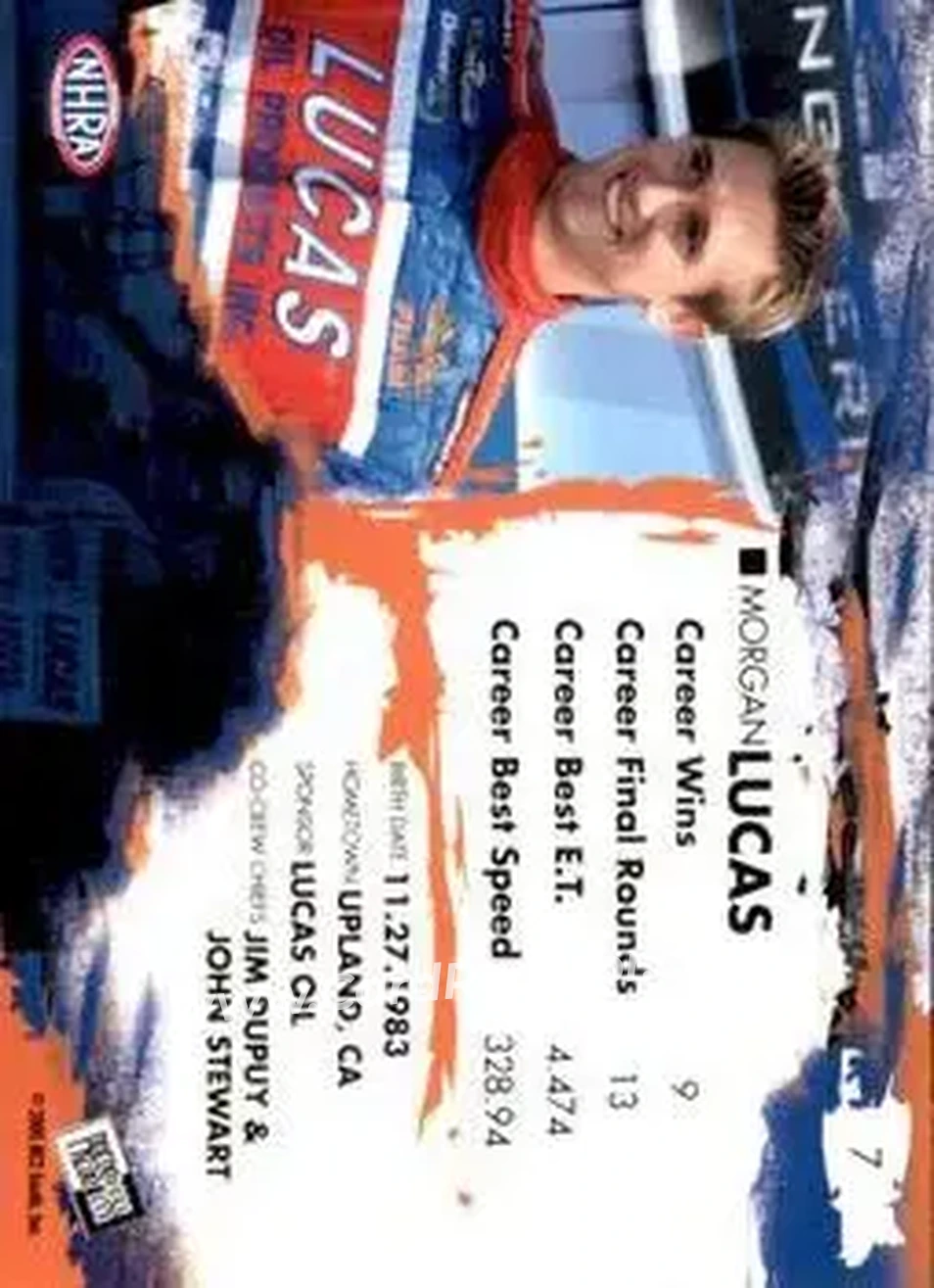 2005 Press Pass NHRA #7 - Morgan Lucas - Back