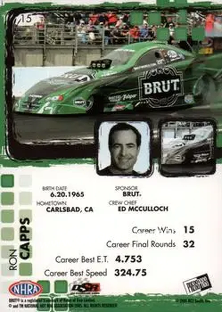 2005 Press Pass NHRA #15 - Ron Capps - Back