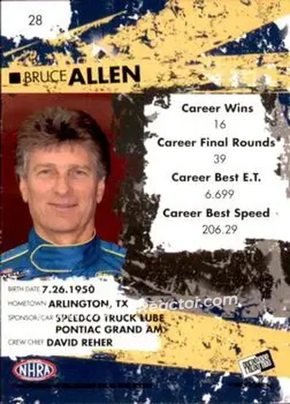 2005 Press Pass NHRA #28 - Bruce Allen - Back