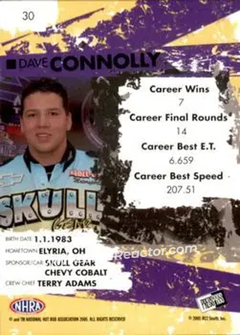 2005 Press Pass NHRA #30 - Dave Connolly - Back
