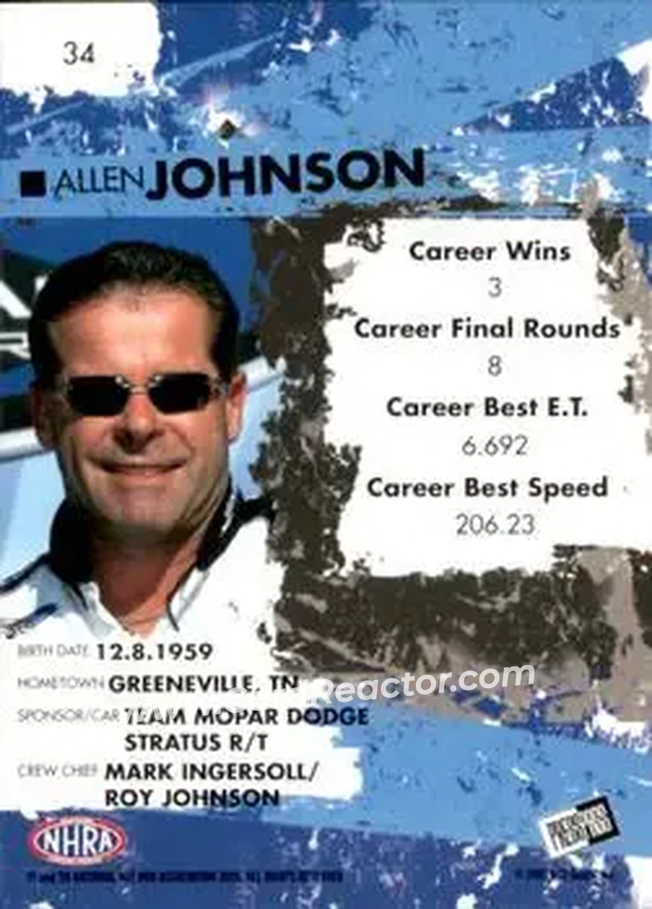 2005 Press Pass NHRA #34 - Allen Johnson - Back