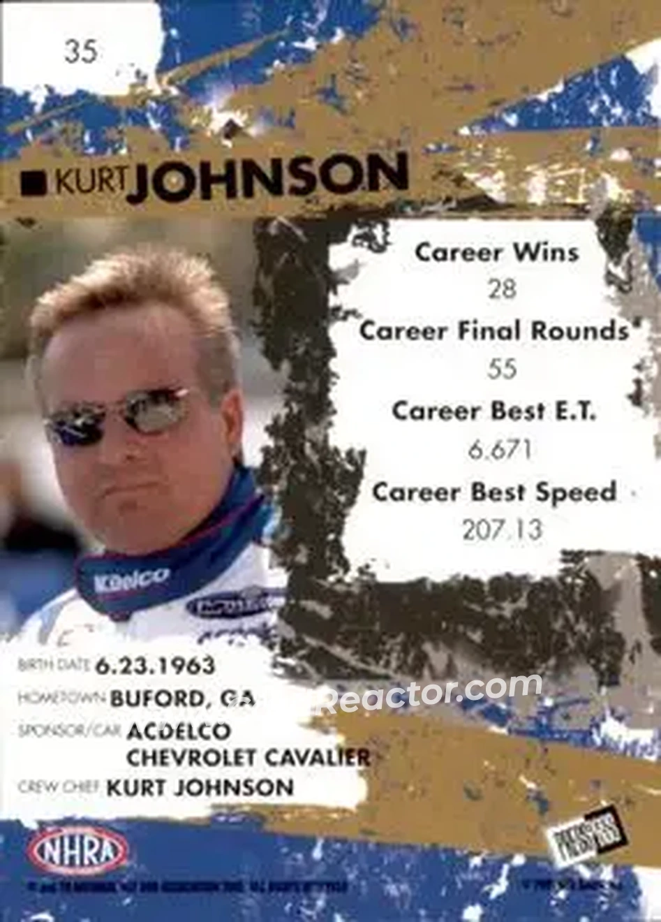 2005 Press Pass NHRA #35 - Kurt Johnson - Back