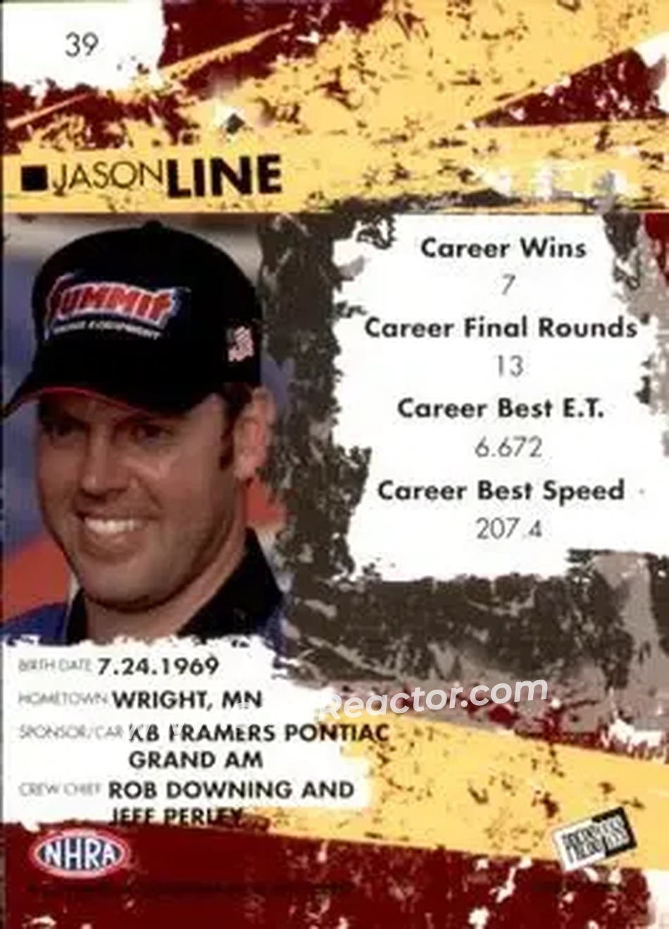 2005 Press Pass NHRA #39 - Jason Line - Back
