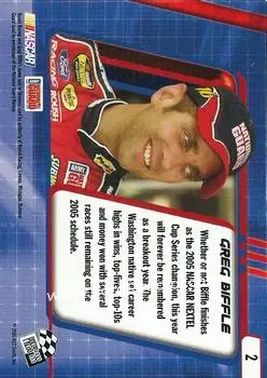 2005 Press Pass Optima #2 - Greg Biffle - Roush Racing - Back 2005 Press Pass Optima #2 - Greg Biffle - Roush Racing - Back