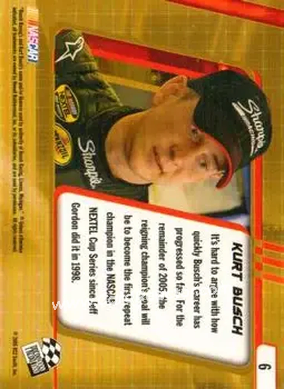 2005 Press Pass Optima #6 - Kurt Busch - Roush Racing - Back 2005 Press Pass Optima #6 - Kurt Busch - Roush Racing - Back