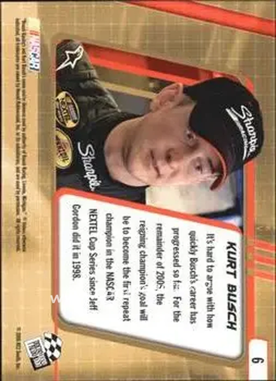 2005 Press Pass Optima #6b - Kurt Busch - Roush Racing - Back 2005 Press Pass Optima #6b - Kurt Busch - Roush Racing - Back