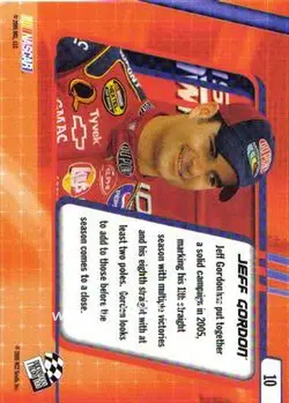 2005 Press Pass Optima #10 - Jeff Gordon - Hendrick Motorsports - Back 2005 Press Pass Optima #10 - Jeff Gordon - Hendrick Motorsports - Back