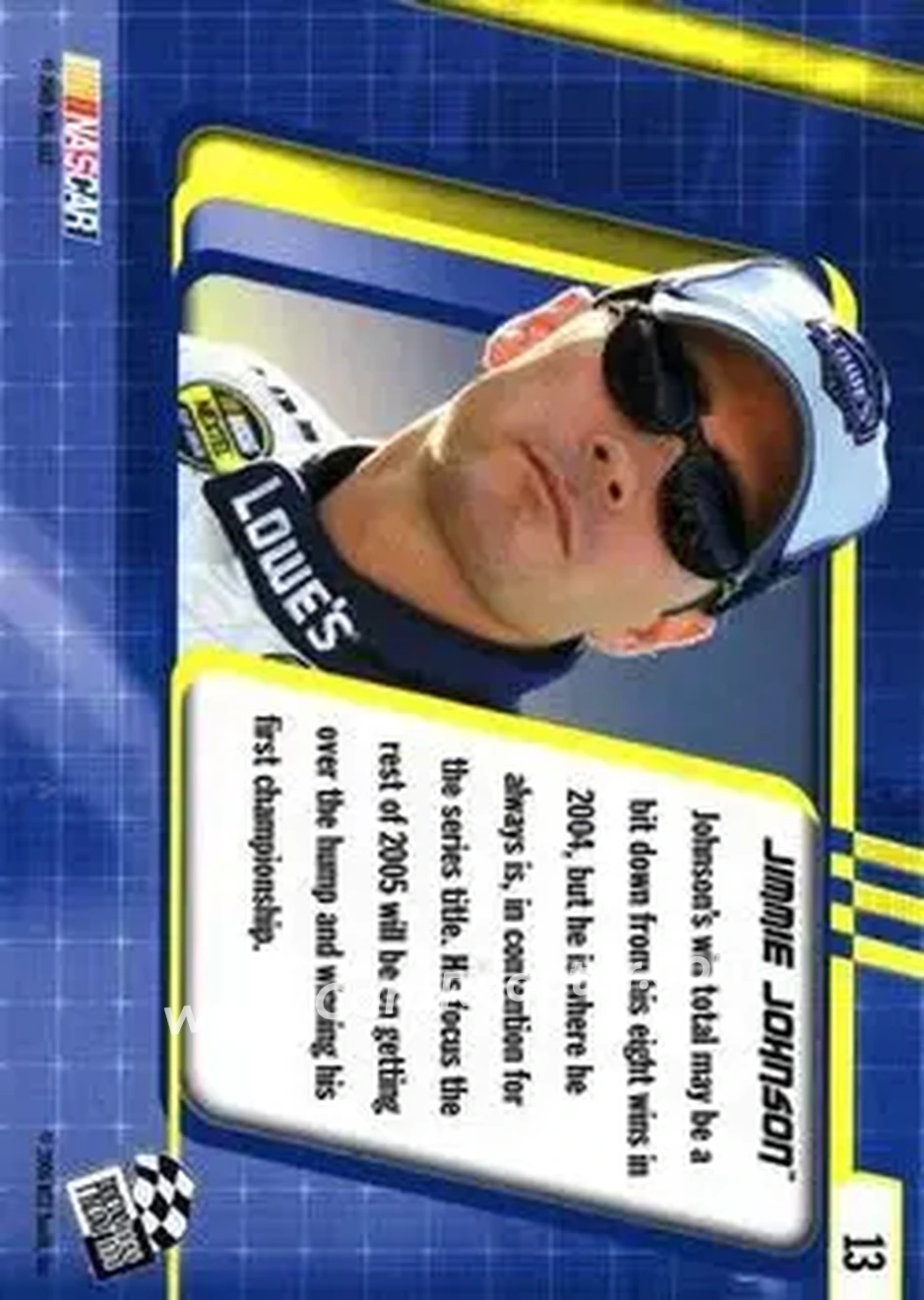 2005 Press Pass Optima #13b - Jimmie Johnson - Hendrick Motorsports - Back