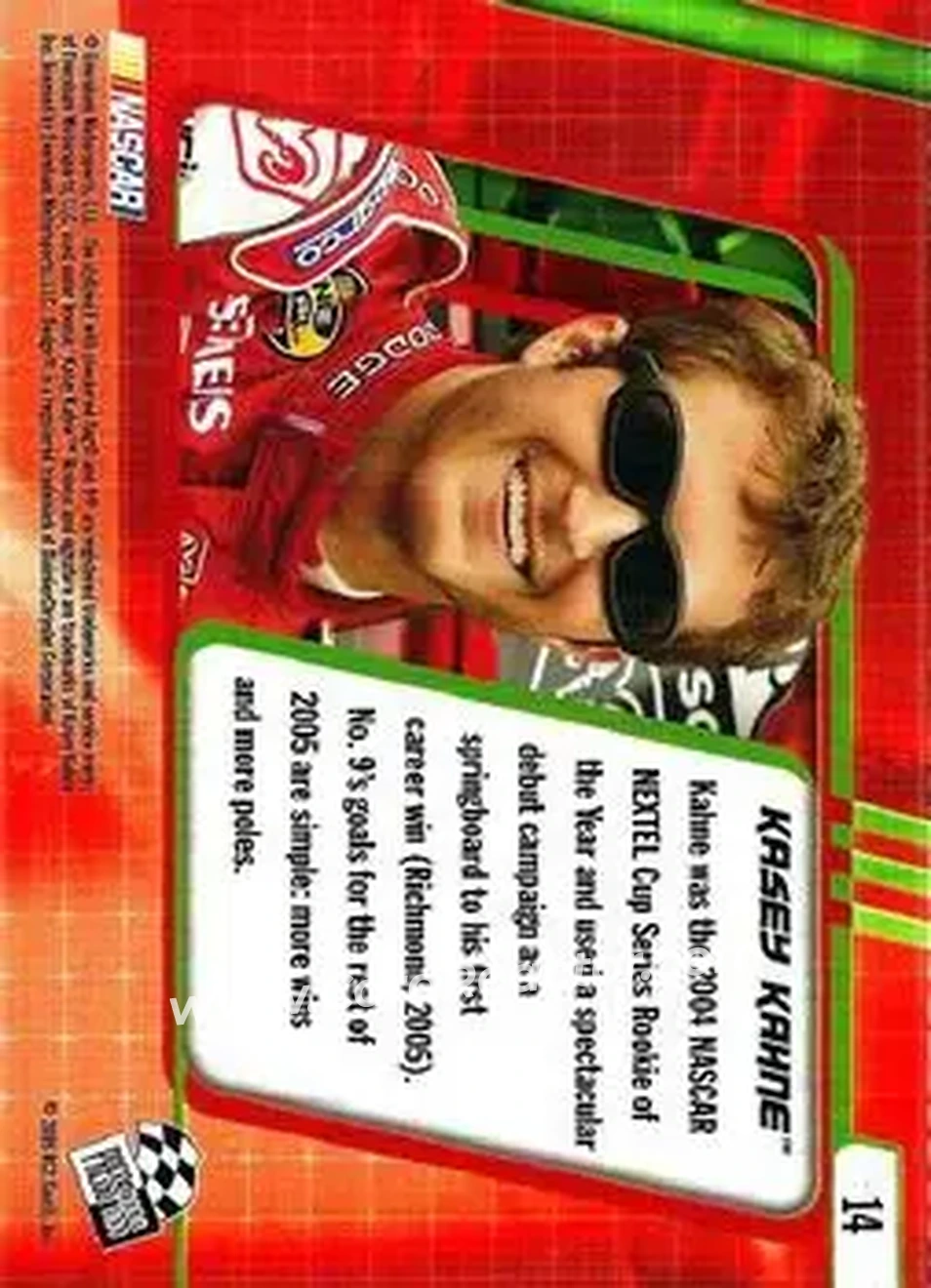 2005 Press Pass Optima #14 - Kasey Kahne - Evernham Motorsports - Back