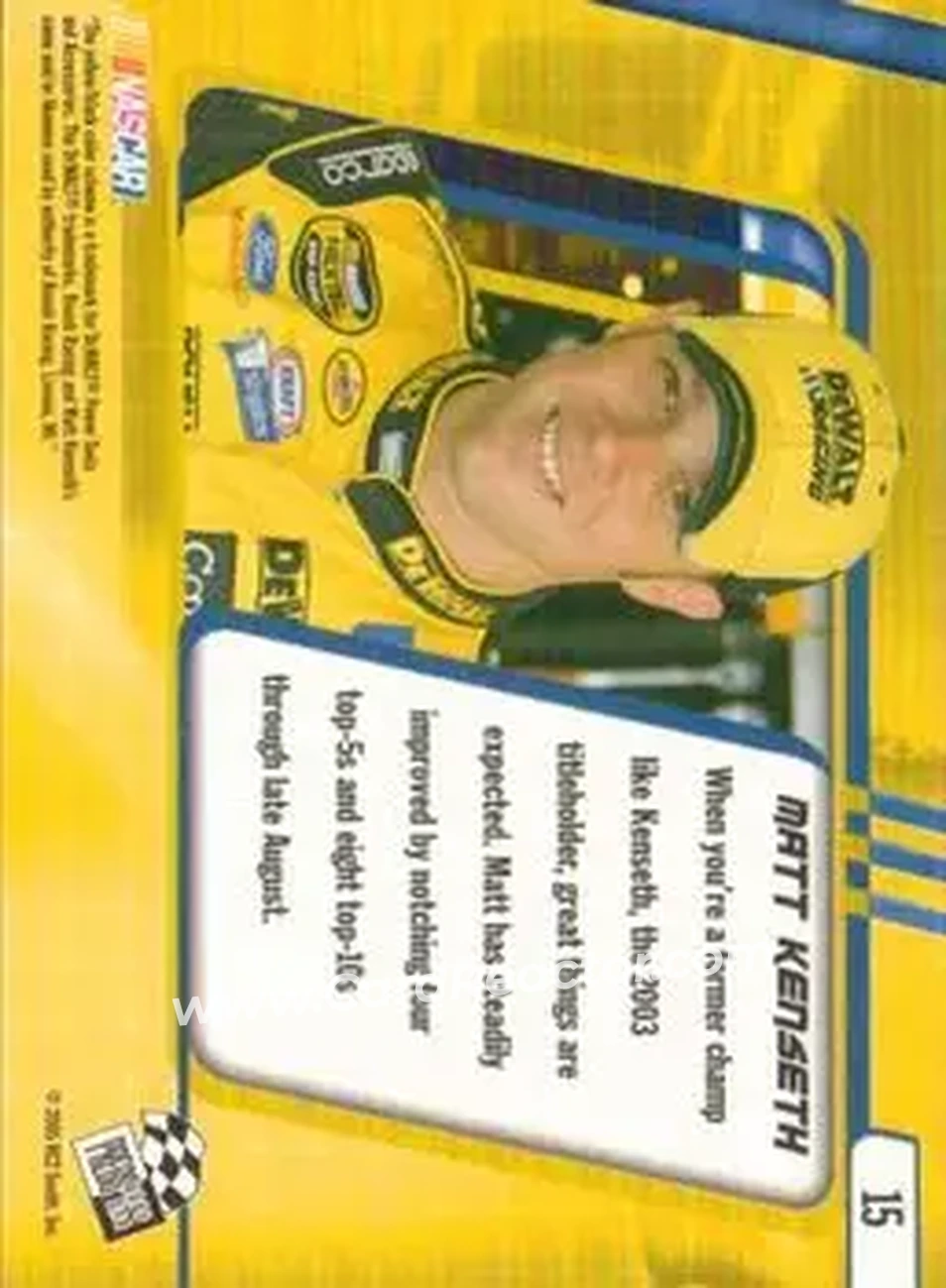 2005 Press Pass Optima #15b - Matt Kenseth - Roush Racing - Back