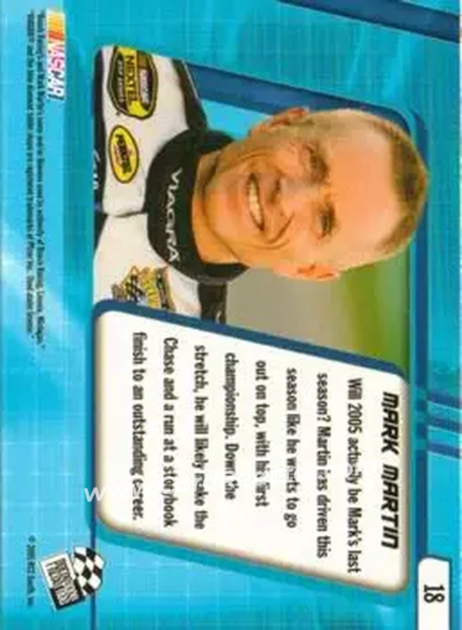 2005 Press Pass Optima #18 - Mark Martin - Roush Racing - Back 2005 Press Pass Optima #18 - Mark Martin - Roush Racing - Back