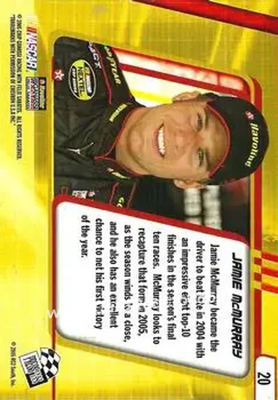2005 Press Pass Optima #20 - Jamie McMurray - Chip Ganassi Racing with Felix Sabates - Back 2005 Press Pass Optima #20 - Jamie McMurray - Chip Ganassi Racing with Felix Sabates - Back