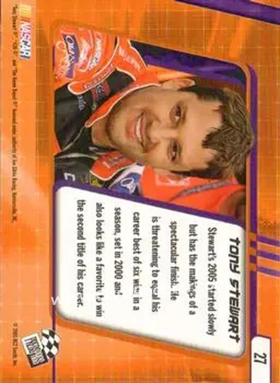 2005 Press Pass Optima #27b - Tony Stewart - Joe Gibbs Racing - Back