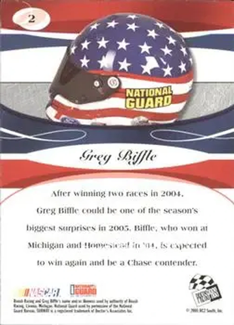 2005 Press Pass Premium #2 - Greg Biffle - Roush Racing - Back 2005 Press Pass Premium #2 - Greg Biffle - Roush Racing - Back