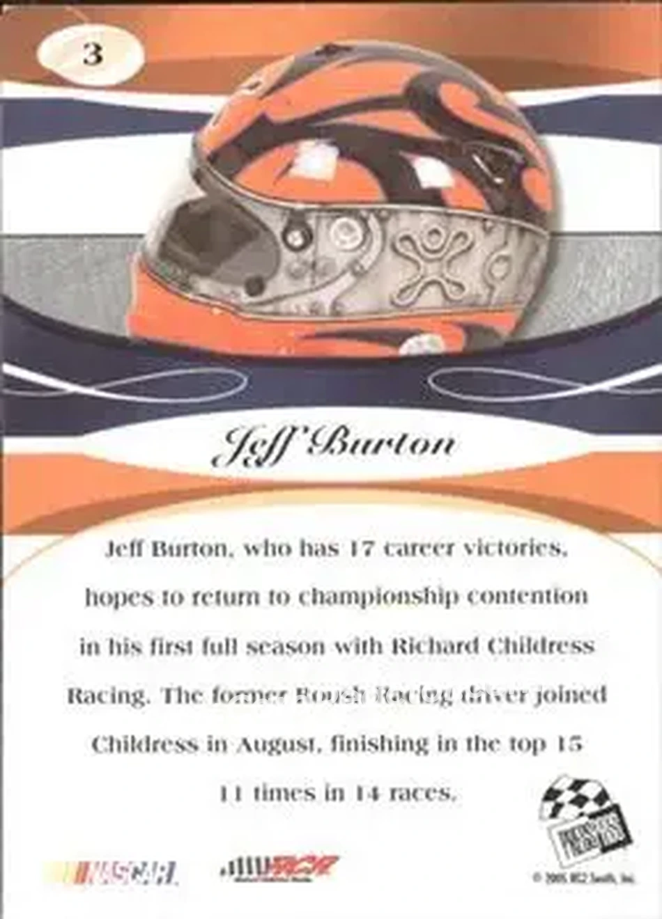 2005 Press Pass Premium #3 - Jeff Burton - Richard Childress Racing - Back