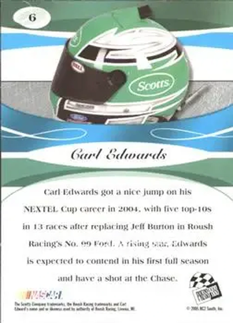 2005 Press Pass Premium #6 - Carl Edwards - Roush Racing - Back
