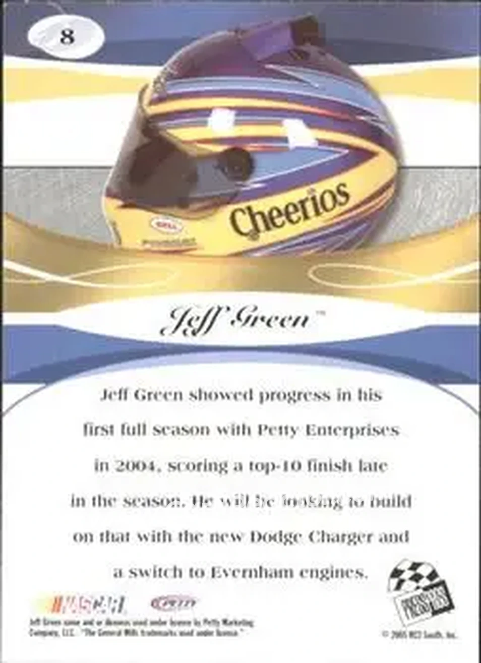 2005 Press Pass Premium #8 - Jeff Green - Petty Enterprises - Back