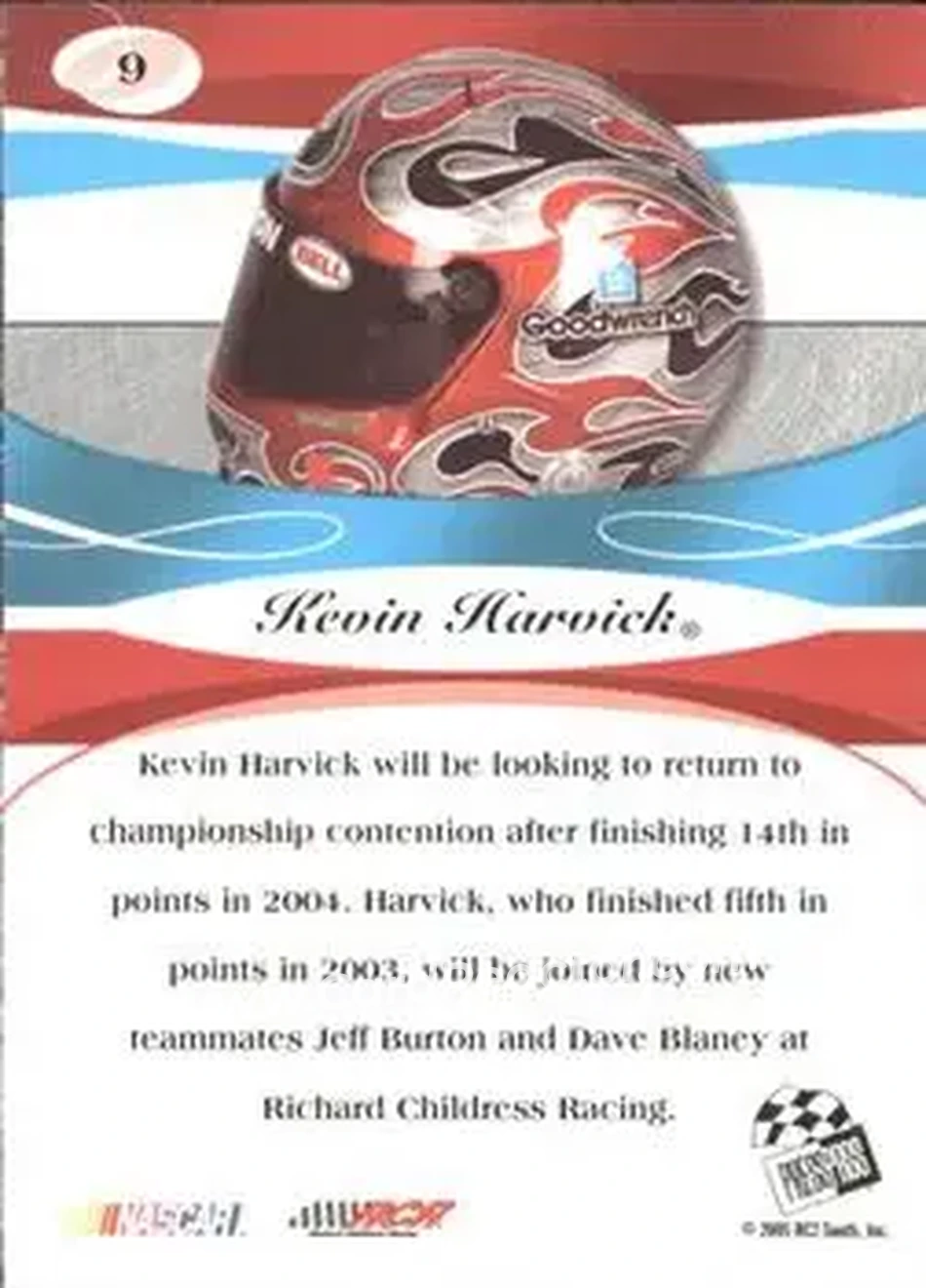 2005 Press Pass Premium #9 - Kevin Harvick - Richard Childress Racing - Back