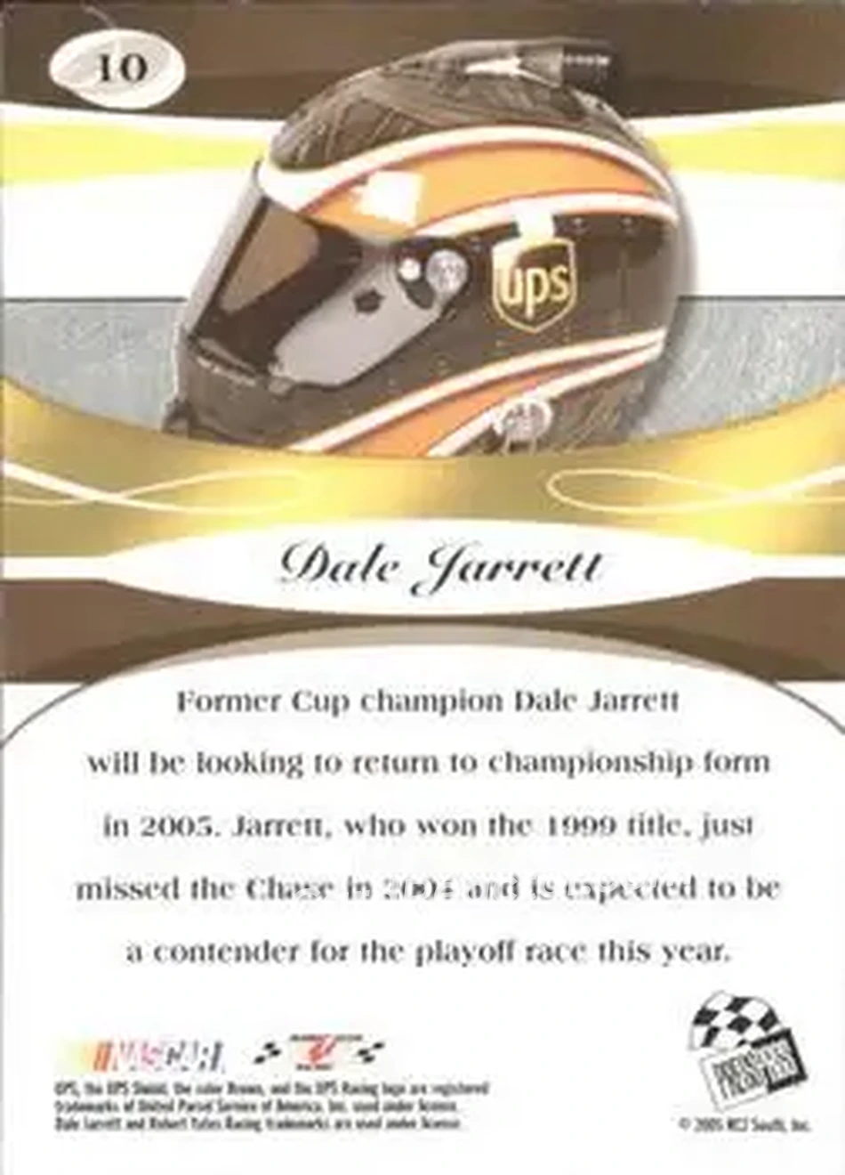 2005 Press Pass Premium #10 - Dale Jarrett - Robert Yates Racing - Back