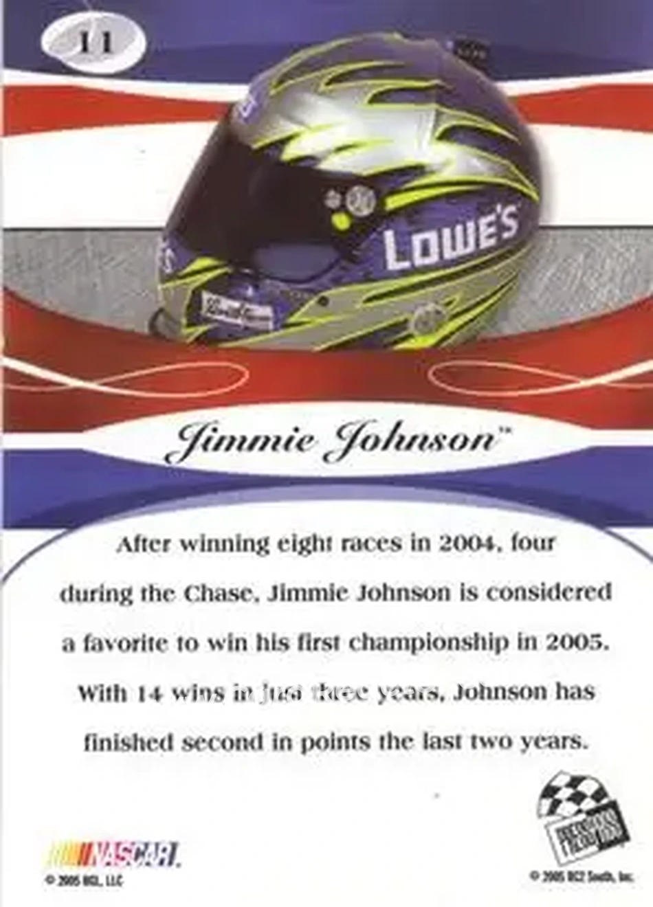 2005 Press Pass Premium #11 - Jimmie Johnson - Hendrick Motorsports - Back