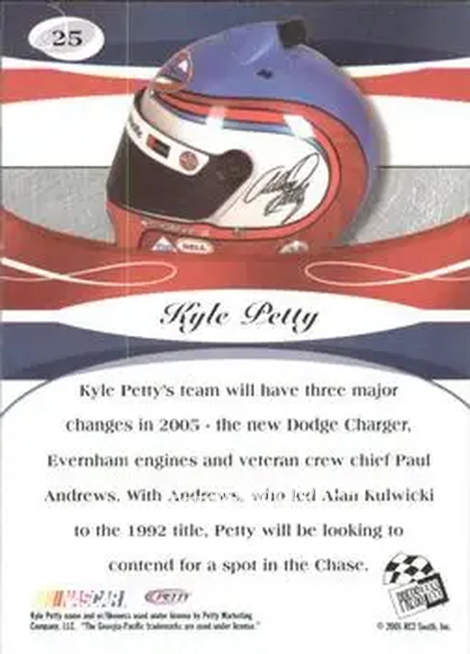 2005 Press Pass Premium #25 - Kyle Petty - Petty Enterprises - Back