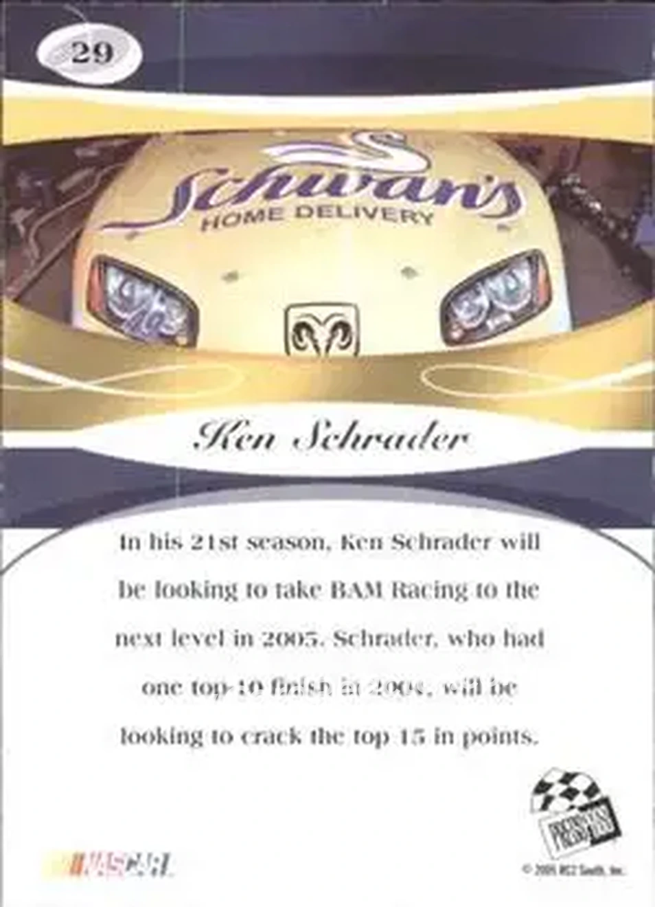 2005 Press Pass Premium #29 - Ken Schrader - BAM Racing - Back