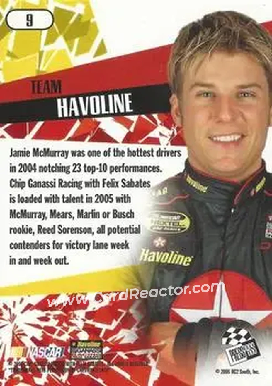 2005 Press Pass Stealth #9 - Jamie McMurray - Chip Ganassi Racing with Felix Sabates - Back